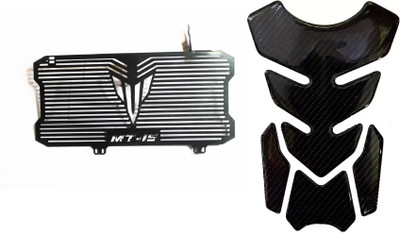 acube mart Tank Pad Sticker 7D 7DCF-1 stickers + MT 15 Radiator Grill Guard dash black Bike Tank Pad