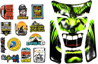 acube mart Tank Pad for Bikes (hulk green UTP-11) with stickers Full Sheet kit SSB-8 Bike Tank Pad