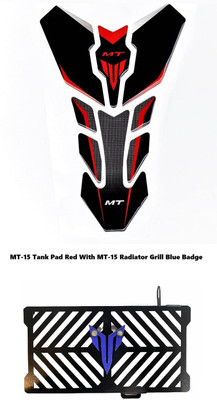 VermsBikers MT 15 tank pad sticker red with MT 15 Radiator Grill black blue badge Bike Tank Pad