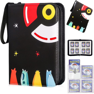 Frackson Black Pokemon Binder, Cards Collector Album Holder for 400 Cards Binder Index Divider(Compatible Paper Size A4)