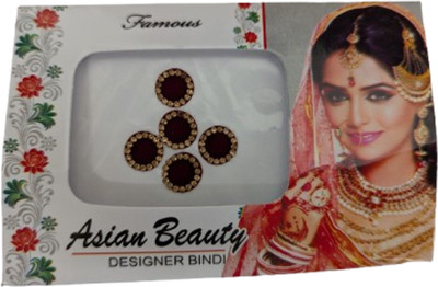 Urban Magic Bindi Designer 4 Forehead Red Bindis(Round)