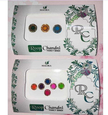 QUBIX Best Bindi Combo Pack 11 flaps stone colors face Multicolor Bindis(stone bindi)