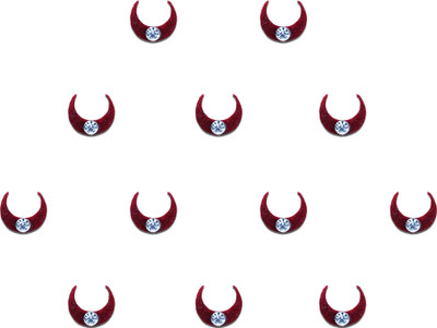 Comet Busters Small Moon Maroon Bindi With Stone (7mm) (BIN468) Forehead Maroon Bindis(With Diamond)