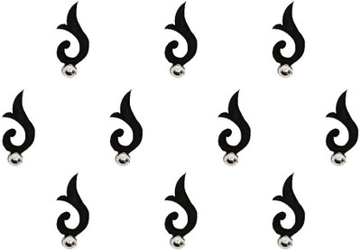 Comet Busters Fancy Black Bindi With Silver Dot (BV1516) Forehead Black Bindis(Designer Bindi)