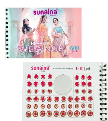 SUNAINA Spiral Multicolor Mix Design Silver Stone Bindi Book For Women(600 Bindi) FOREHEAD Multicolor Bindis(STICK ON)