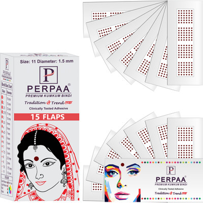 Perpaa Traditional Sticker Kumkum Round for Women Size 11(15 Flaps in 1 box) Forehead Maroon Bindis(Plain)