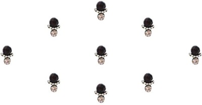 Comet Busters Fancy Round Black Stone Bindi With Silver Stone (BIN891) Forehead Black Bindis(Designer Bindi)