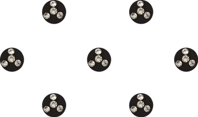 Comet Busters Round Black Velvet Bindi With Stones (7mm) (BIN1585) Forehead Black Bindis(Basic with Diamond)