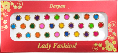 Lady FASHION Traditional Multi Shades Fancy Bindi with Round Crystal Borders MFB03 Forehead Multicolor Bindis(Fancy Bindi)