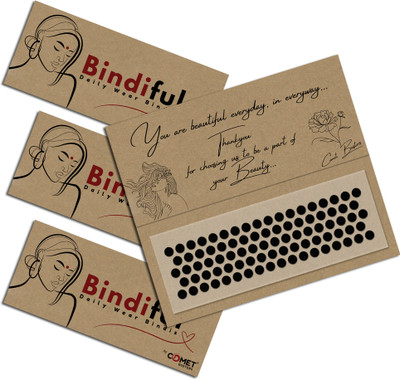 Comet Busters Bindiful Dailywear Black Velvet Round Bindis (8mm) (bf255) (Pack of 3) Forehead Black Bindis(Bindi)