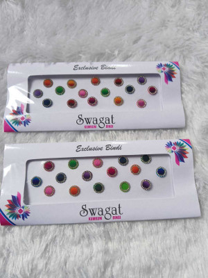 KRUPANIDHI FASHION Large Size Fancy Multicolor Bridal Bindi pack of 2 Women & Girls Multicolor Bindis(professional bindi)