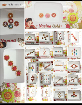 NAVEENA ENTERPRISE LAYERED ROUND BINDI FACE Multicolor Bindis(MULTI)