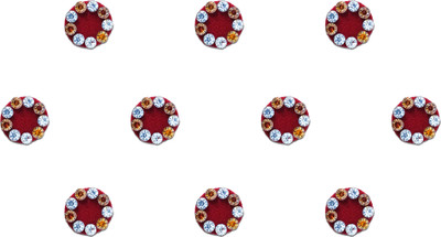 Comet Busters Beautiful Handcrafted Round Bindi With Stone Border (7 mm) (BV734) Forehead Maroon Bindis(Indian Bindi)