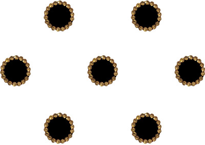 Comet Busters Black Velvet Round Bindi With Gold Stone Border (10mm) (BIN1655) Forehead Multicolor Bindis(Bollywood with Diamond)