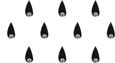 Comet Busters Black Tear Drop Bindi for Women With Single Stone (10mm) (BIN1456) Forehead Black Bindis(Basic with Diamond)