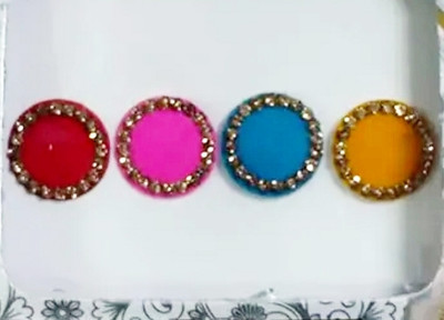 NAVEENA ENTERPRISES Round Stone Bindi forehead Multicolor Bindis(sticky)