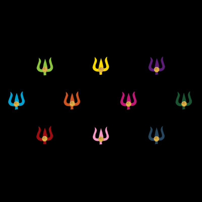 Comet Busters Multicolor Velvet Trishul Bindis With Stone (BIN1212) Forehead Multicolor Bindis(Basic with Diamond)