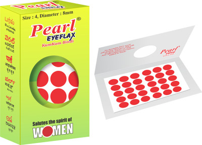 PEARL EYEFLAX PEARLEYEFLAX_2 In 1 RED Size 4 Black Bindis(Sticker Bindi)