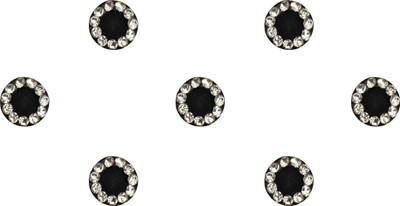 Comet Busters Round Black Velvet Bindi With Diamond Stone Border (7mm) (BIN1591) Forehead Black Bindis(Basic with Diamond)