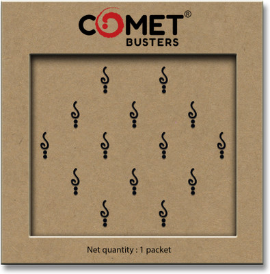 Comet Busters Handcrafted Abstract Designer Black Bindis For Women (BIN2423)(8mm) Forehead Black Bindis(Bindis)
