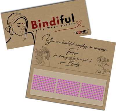 Comet Busters Bindiful Plain Velvet Light Pink Round Daily Wear Bindi For Women (2mm)(BF203) Forehead Pink Bindis(Basic Bindi)