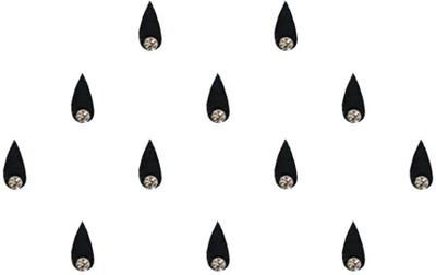 Comet Busters Black Tear Drop Bindi for Women With Single Stone (8mm) (BV1455) Forehead Black Bindis(Indian Bindi)