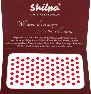 Shilpa Vive Sticker Kumkum Bindi (8, Red) (Box Contains 15 Packs) Forehead Red Bindis(All)