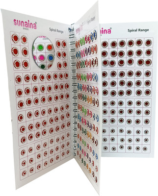 SUNAINA Spiral Forehead Sticker Silver stone Multicolour Bindi Book For Women & Girls FOREHEAD Multicolor Bindis(STICK ON)