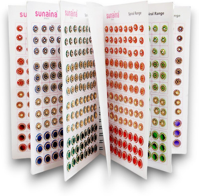 SUNAINA Doubleshade Mix Desginer Crystal Stone Bindis Forehead Kumkum Sticker Bindi Book FORHEAD Multicolor Bindis(STICK ON)