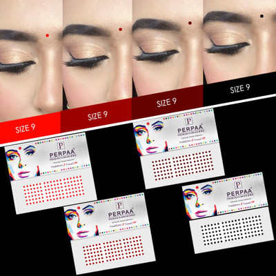 Perpaa Multi Colour Bindi Pack of 8 Flaps Size 09 Diameter 2mm Forehead Multicolor Bindis(Sticker Bindi)