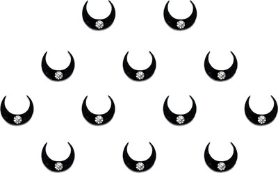 Comet Busters Small Moon Shaped Bindi With Stone (BV549) Forehead Black Bindis(Bindi)