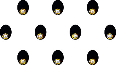 Comet Busters Oval Black Bindi With Pearl (10mm) (BIN1054) Forehead Black Bindis(Basic with pearl)