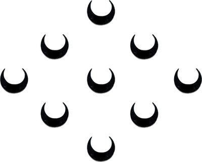 Comet Busters Small Moon Shaped Black Bindi (9mm) (BIN547) Forehead Black Bindis(Black Basic)