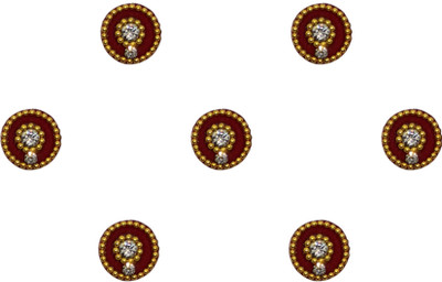 Comet Busters Handcrafted Round Maroon Bindi With Gold Bead (7mm) (BIN1458) Forehead Multicolor Bindis(Bollywood with work)
