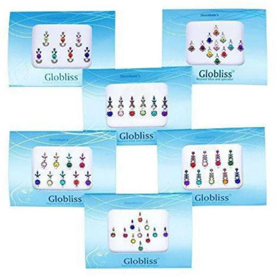 QUBIX Woman Best Bindi Combo Pack 9 flaps stone colors face Multicolor Bindis(stone bindi)