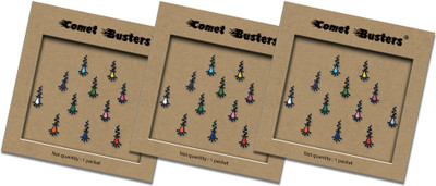 Comet Busters Indian Black with Multicolored dots Bindi For Women Forehead Multicolor Bindis(Bindis)