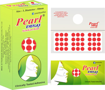 PEARL EYEFLAX Red Round Bind Size 3 Red Bindis(Sticker Bindi)