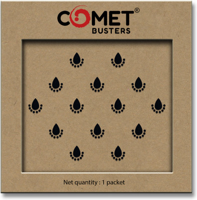 Comet Busters Handcrafted Tear Drop Black Bindis For Women (BIN2424)(7mm) Forehead Black Bindis(Bindis)