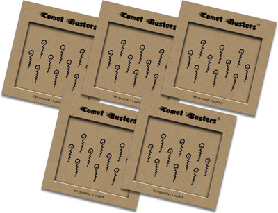 Comet Busters Handcrafted Traditional Black Bindi For Women (BIN147PACK05)(15mm) Forehead Black Bindis(Black Basic)