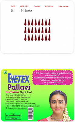 Eyetex Pallavi Sticker Kumkum Forehead Maroon Bindis(Gopi)