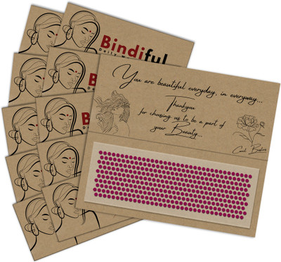 Comet Busters Bindiful Dailywear Hot Pink Velvet Round Bindis (3mm) (bf220) (Pack of 10) Forehead Pink Bindis(Bindi for Women)