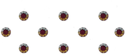 Comet Busters Maroon Round Bindis With Silver and Gold Stone Border (7 mm) Forehead Multicolor Bindis(Maroon Round Bindis With Silver and Gold Stone Border (7 mm))