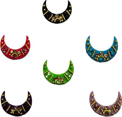 Comet Busters Handcrafted Fancy Multicolor Moon Bindis Forehead Multicolor Bindis(Bindi for Women)