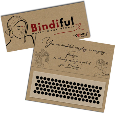 Comet Busters Bindiful Plain Velvet Black Round Daily Wear Bindi For Women (8mm)(BF255) Forehead Black Bindis(Basic Bindi)
