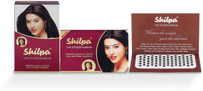 Shilpa Vive Sticker Kumkum Bindi (8, Black) (Box Contains 15 Packs) Forehead Black Bindis(Bindi)