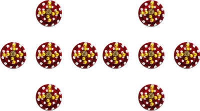 Comet Busters Round Beautiful Maroon Bindi With Pearl (7mm) (BIN524) Forehead Multicolor Bindis(Pearl with Border)