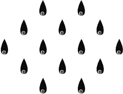 Comet Busters Black Tear Drop Velvet Bindis With Stone (7 mm) (BV1396) Forehead Black Bindis(Indian Bindi)