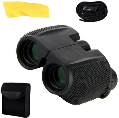 SEEGATE 10X25 Powerful Hunting Outdoor Long Zoom Prism Binocular Telescope with Pouch Binoculars(25 mm , Black)