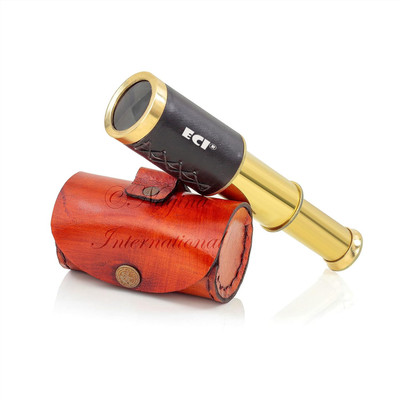 Eci Solid Brass Quality Handcrafted Spyglass Telescope Set Telescope(6 mm , With Brown Carry Bag To Complete Your Collection)