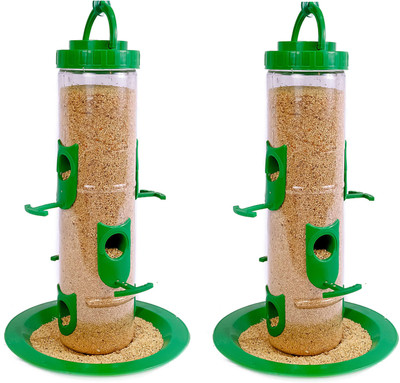 EARTHSHINE Automatic Bird Feeder, Hanging, Balcony, Bottle 6 Nozzle with Tray SET OF 2 Window Bird Feeder Bird Feeder(Multicolor)